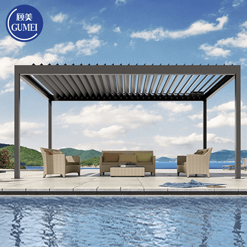 Sleek And Functional: Aluminum Pergola With Louvered Roof